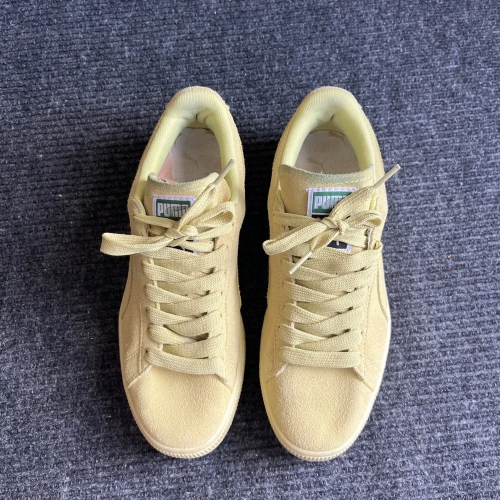 Puma Suede Classic Sneakers Womens 8.5 Green Yellow Low Top Suede Shoes Casual